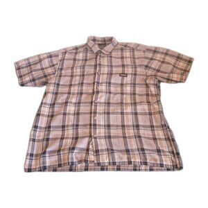 Dickies Button Down Shirt Mens Large Black Grey Plaid Short Sleeve L Nice